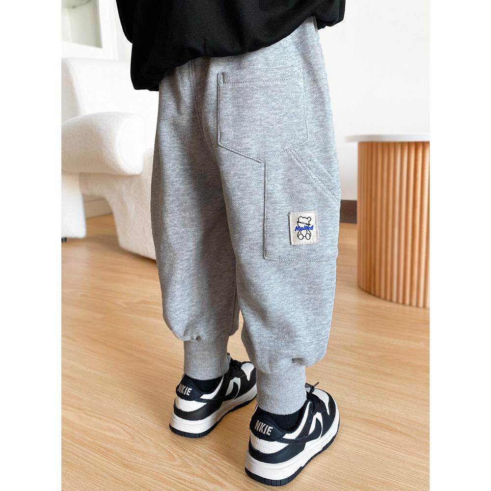 儿童裤子2024秋冬新款宝宝加绒加厚男童帅气宽松休闲裤薄绒一体绒