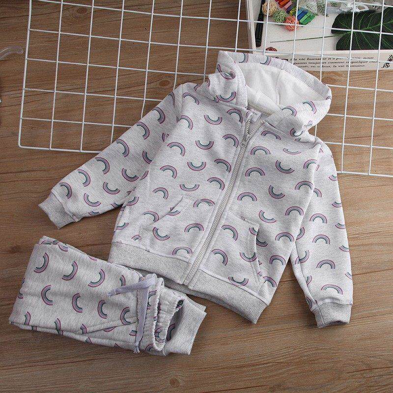 女童碎花套装运动衫纯棉时尚印花套装春秋季新款米同北童装