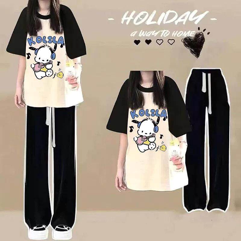 女童夏季套装2025新款洋气时髦炸街短袖初中学生运动多巴胺休闲裤