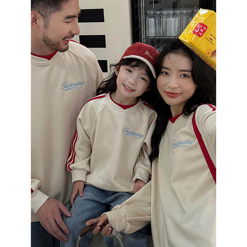 亲子装卫衣秋季2024新款一家三四口炸街母子母女装高端全家服上衣