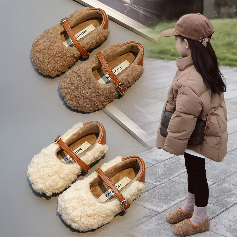 女童豆豆鞋2025冬季新款小女孩时尚保暖加绒公主毛毛鞋宝宝皮鞋潮,童鞋/婴儿鞋/亲子鞋,皮鞋,淘宝优惠券,粉丝福利购,淘宝优惠卷