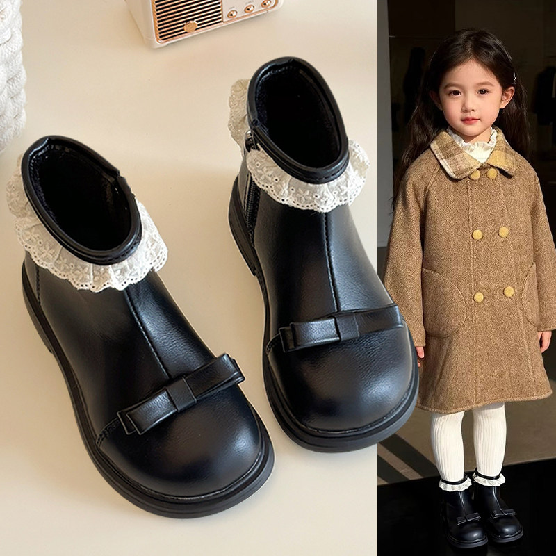 女童蝴蝶结靴子2025冬季新款儿童加绒保暖公主皮靴女孩洋气二棉鞋,童鞋/婴儿鞋/亲子鞋,皮靴,淘宝优惠券,粉丝福利购,淘宝优惠卷