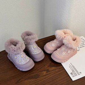 女童棉鞋2024冬季新款儿童雪地棉秋冬新款宝宝雪地靴保暖公主鞋子