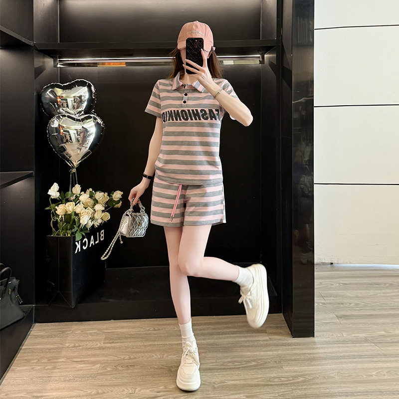 2026网红宽松显瘦洋气短裤两件套潮流运动套装女夏装新款3408