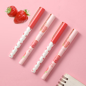 晨光草莓限定系列中性笔0.5速干直液式 走珠笔可爱少女心大容量黑色水笔学生用办公高颜值水性签字笔57915文具