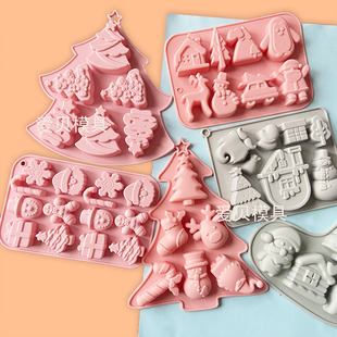 圣诞老人圣诞树硅胶模具小鹿雪屋慕斯甜品模香薰蜡烛捏捏乐模