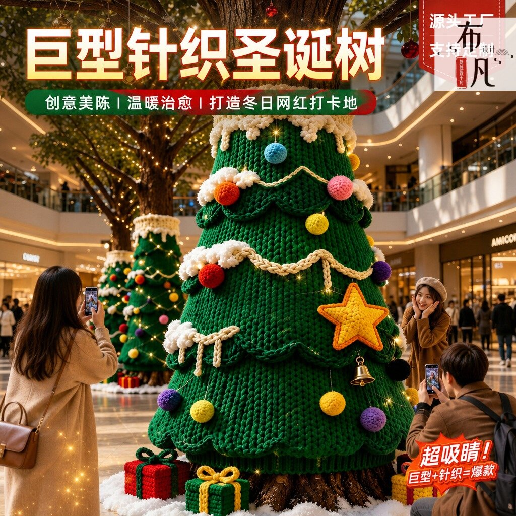 圣诞树毛衣成品手工编织钩织节日装饰网红拍照打卡地景观道具装置