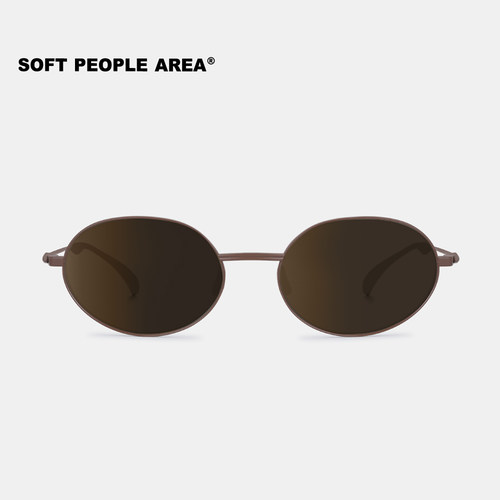 SOFT PEOPLE AREA-GD(墨镜)椭圆框眼镜太阳镜超轻钛合金素颜