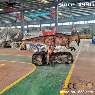 仿真骑乘恐龙公园游乐场商场小朋友喜爱彩车乘骑双冠龙坐骑恐龙