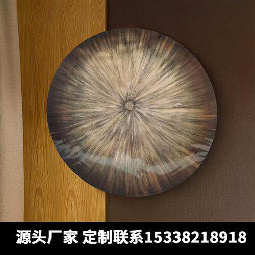 现代金属壁饰不锈钢水波浪纹圆形装饰挂件客厅酒店背景墙轻奢壁