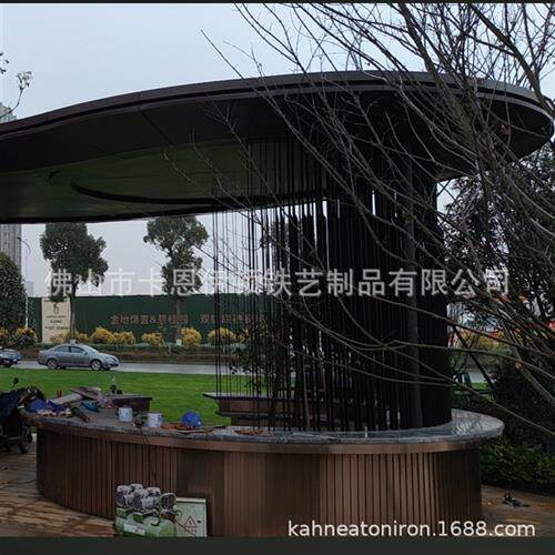 户外景观铁艺不锈钢吧台异形凉亭铝合金艺术廊架格栅厂家加工安装