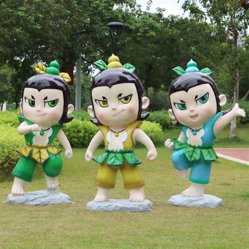 玻璃钢葫芦娃卡通雕塑大型商场美陈装饰品户外幼儿园动画人物摆件图片