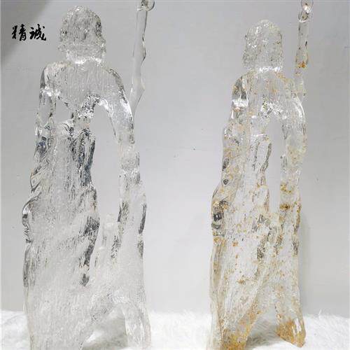 现代简约轻奢创意晶摆件透明树脂达摩祖师铂金雕塑达摩家居立体
