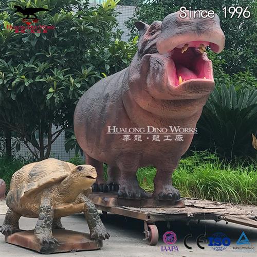 大型仿真动物机械电动河马手工艺品模型玩具动物园公园人气美陈