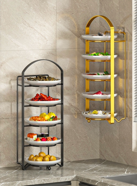 厨房备菜置物架多功能配菜盘碗碟收纳架多层神器壁挂台面放菜架子