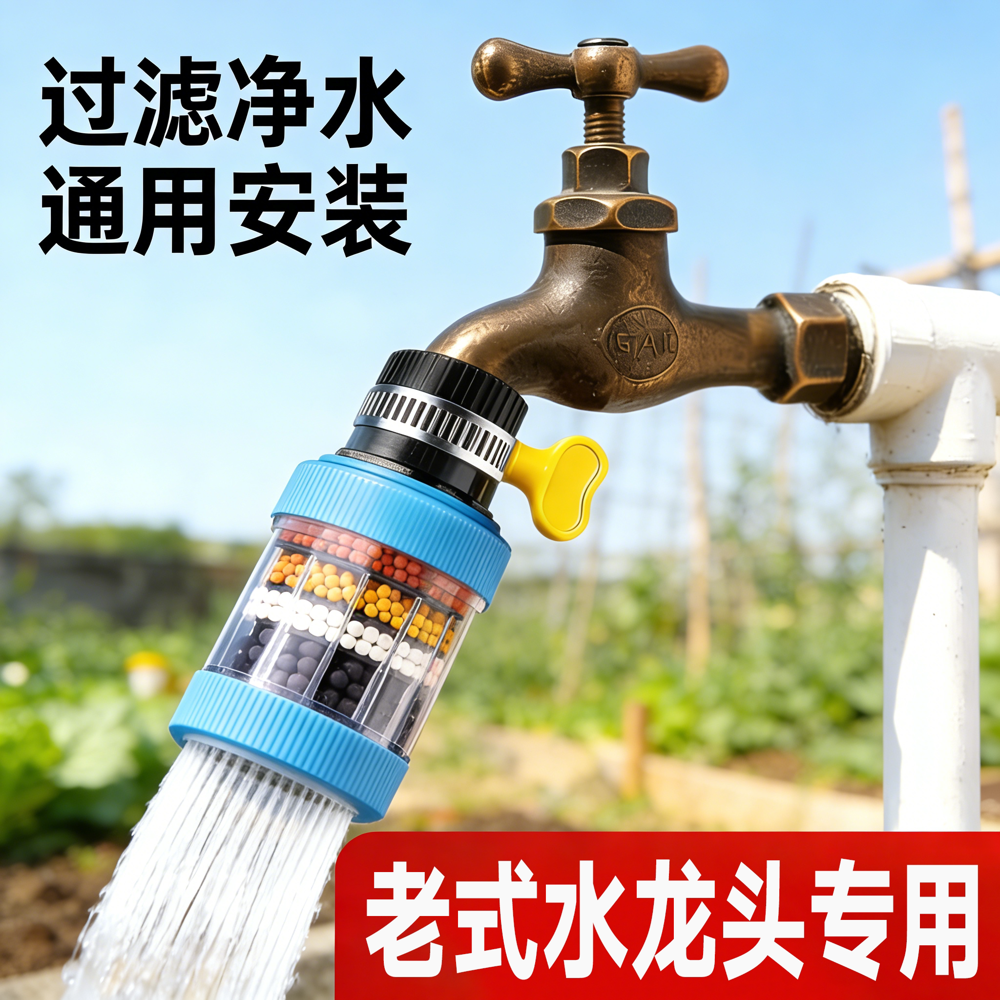 老式水龙头过滤器嘴家用自来水宿舍万向通用增压净化水质净水神器