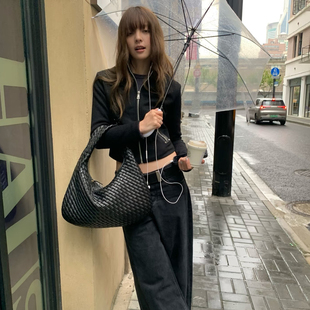 B家手工牛皮编织真皮女包Veneta手提肩背包HOBO单肩腋下手拿小包