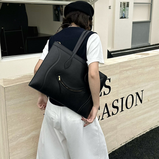 欧洲站高品质真皮女包Flat Cabas单肩手提笑脸包托特包公文电脑包