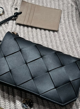 B家牛皮编织真皮女包男女同款时尚单肩斜挎手机包手拿腋下小包包