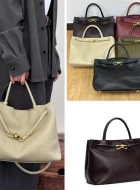 B家编织真皮女包Andiamo蝴蝶结手提牛皮大容量购物袋单肩托特包潮