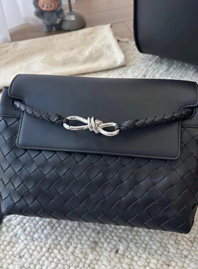 B家手工牛皮编织真皮女包andiamo编织男女同款蝴蝶八字扣单肩包包