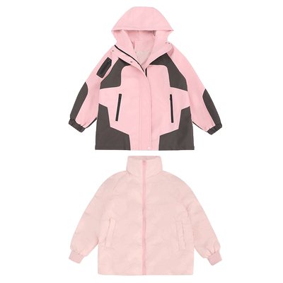 女童冲锋衣羽绒服三合一外套