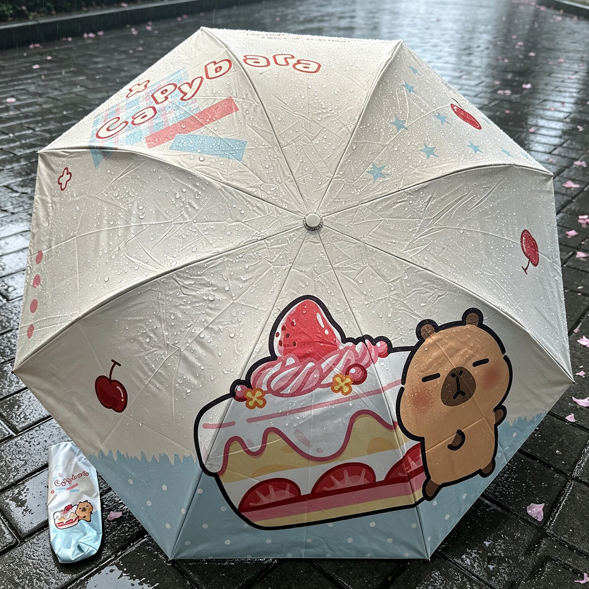 卡皮巴拉儿童折叠防紫外线雨伞图片