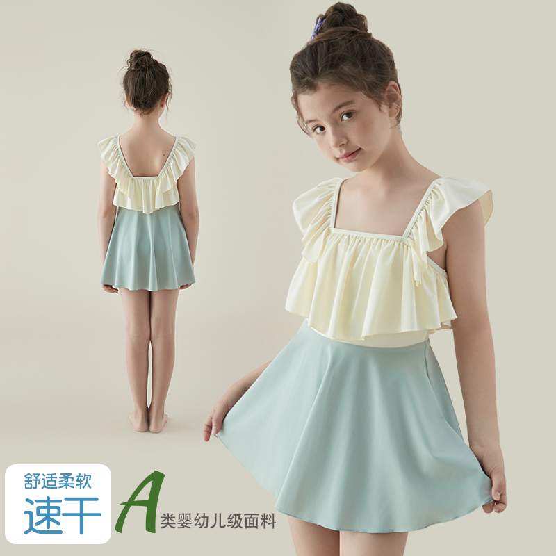 儿童泳衣女童2025新款无袖连体裙式速干中大童小学初中生游泳装夏