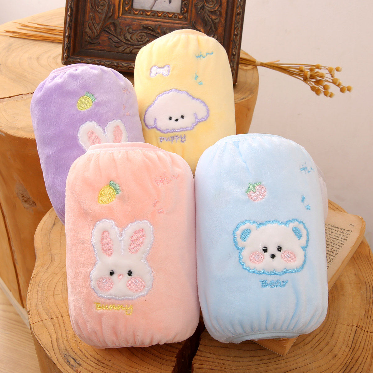 宝宝袖套秋冬季儿童短款可爱卡通男童女童小孩袖头防脏防污护袖子