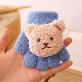 儿童宝宝五指手套秋冬季 迷你可爱小熊男童女童婴幼儿小童分指保暖