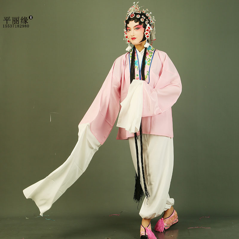 。戏曲服装京剧青衣女对披戏剧花旦长袖上衣古装儿童舞台服练功水