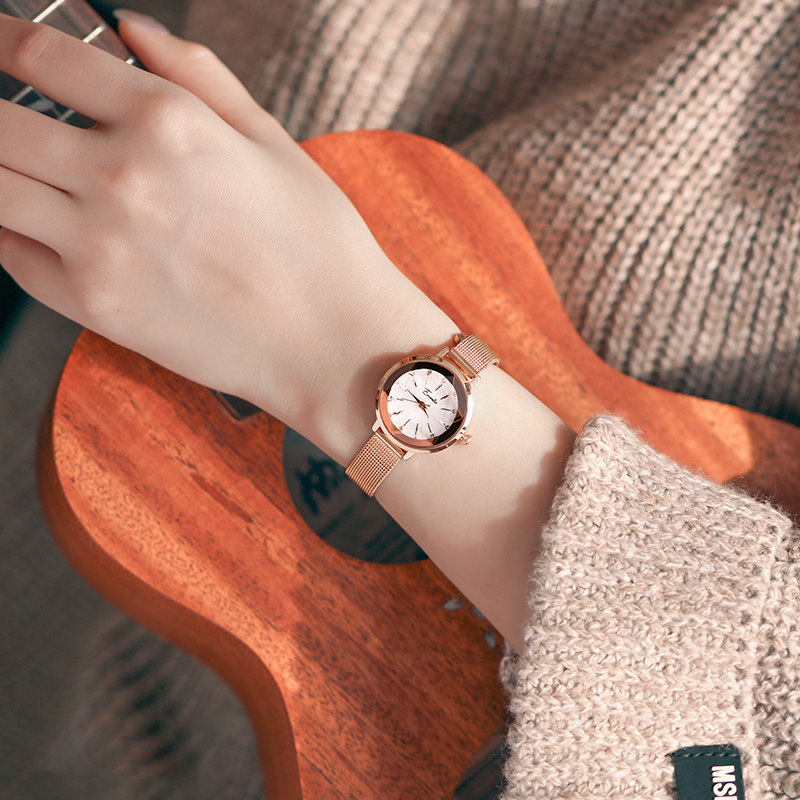 依文琳手表女韩版简约气质时尚防水石英女表钢带ins风女士手表