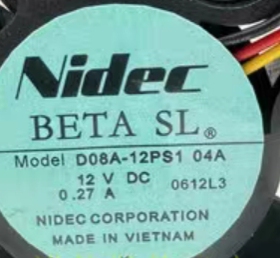 NIDEC  D08A-12PS1 04A  DC12V 0.27A 8025变频器散热风扇