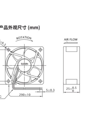MF60252VX-1000U-A99 6025 24V 2.04W SUNON风扇 60*60*25 散热扇