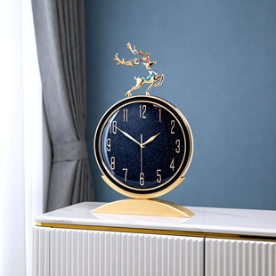 欧式轻奢座钟客厅摆放式时钟桌面摆件家用钟表摆台式玄关装饰台钟