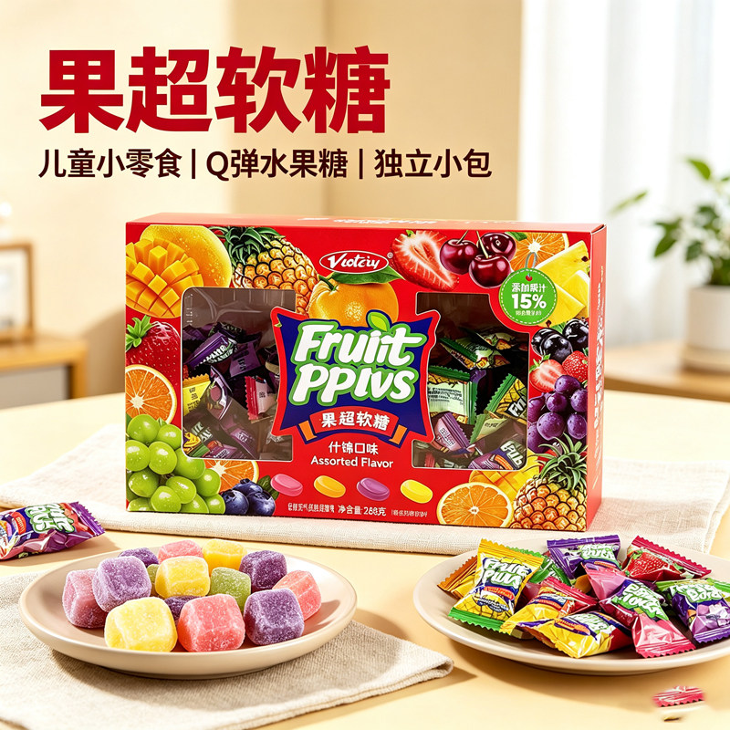 好诗缘Viotciy果超软糖什锦口味过节年货喜糖利是糖果招待零食品