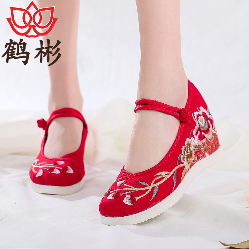 Old Beijing Cloth shoes Embroidered shoes Retro High-heeled Ethnic style Antiquity The increase in Versatile Hanfuin the Women's Shoes, Canvas shoes  category - from Buy2taobao.com to provide professional Taobao agent buy service