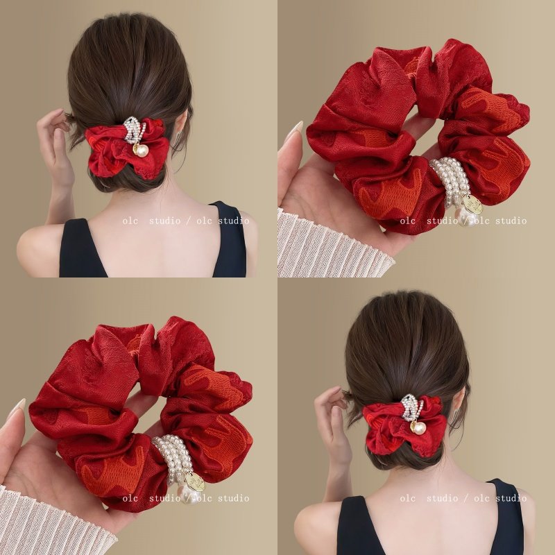 法式精致珍珠小肠发圈女新年红色高级感头绳扎头发皮筋气质发绳,饰品/流行首饰/时尚饰品新,发饰,淘宝优惠券,粉丝福利购,淘宝优惠卷