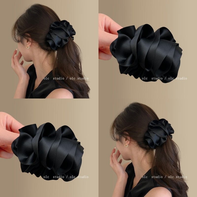 韩系缎面褶皱泡泡花朵香蕉夹女2025新款後脑勺扭扭夹马尾旅行发夹,户外/登山/野营/旅行用品,旅行发卡,淘宝优惠券,粉丝福利购,淘宝优惠卷