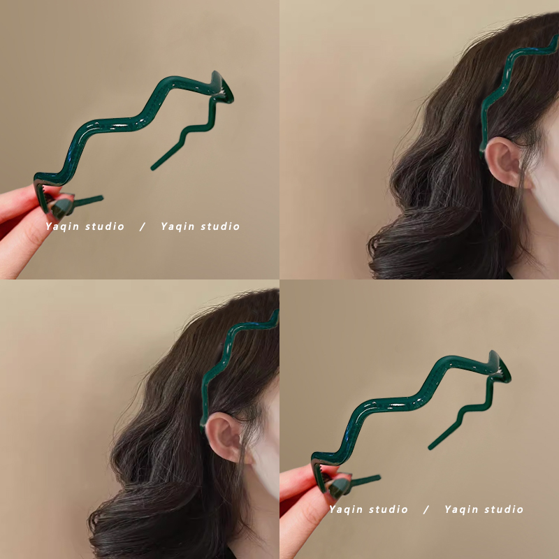 墨绿水波半透明波浪形果冻色发箍