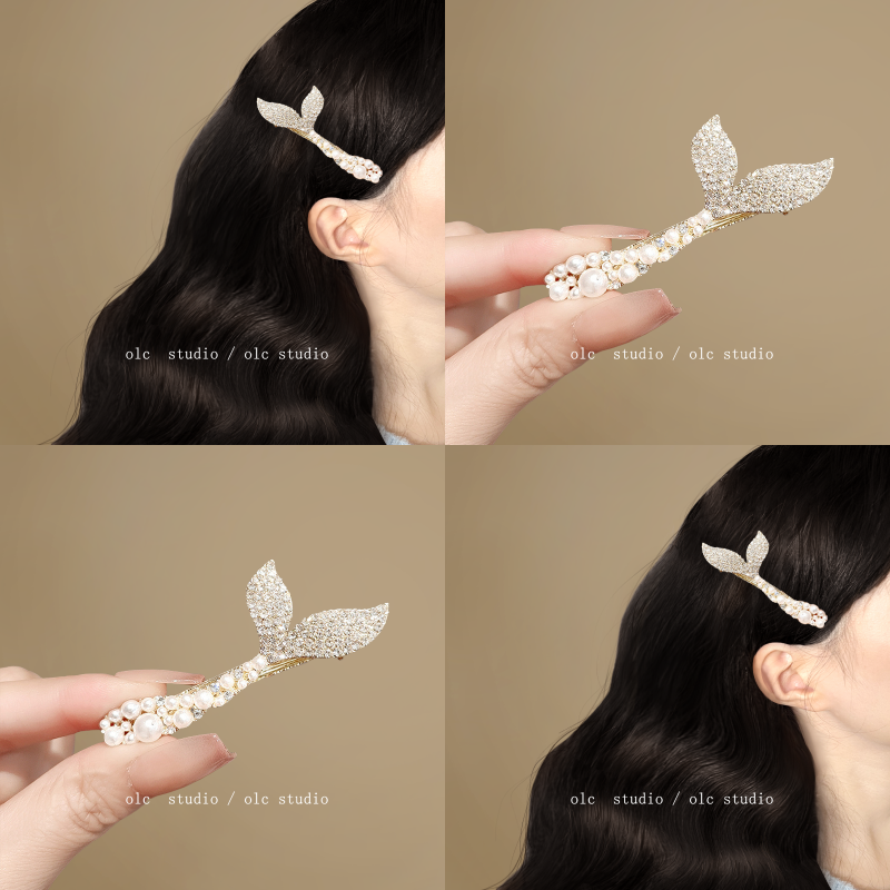 人鱼公主！韩国侧边发夹珍珠鱼尾