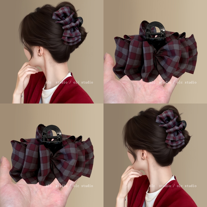 温柔捕手~格纹泡泡鲨鱼夹韩系