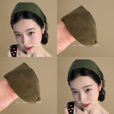 群青苍苍~雾霾绿绒面头箍女