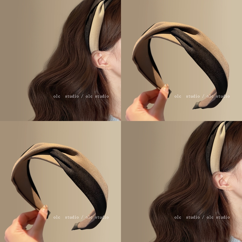 南意漫步~复古拼色交叉宽边发箍