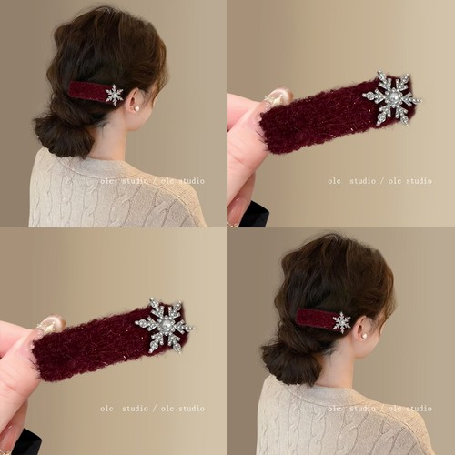少女氛围~新年红色雪花发夹