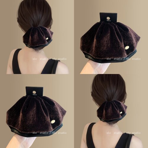 《坠梦绛紫》复古丝绒裙摆马尾夹