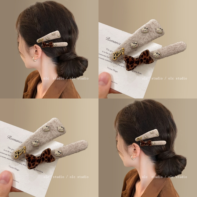 一对装~时髦可爱猫咪豹纹发饰
