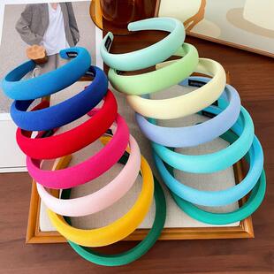 彩色海绵头箍显脸小少女红色高颅顶发箍宽边粉色洗脸压发发卡头饰