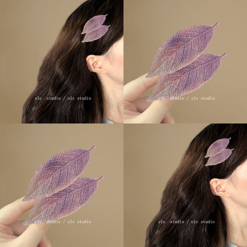 预支浪漫！甜美渐变叶子发夹！
