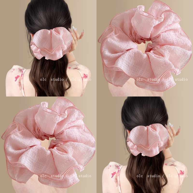 奶油粉~超仙泡泡纱大肠发圈女2025新款高级感扎头发气质旅行发卡,家庭/个人清洁工具,盘发器,淘宝优惠券,粉丝福利购,淘宝优惠卷